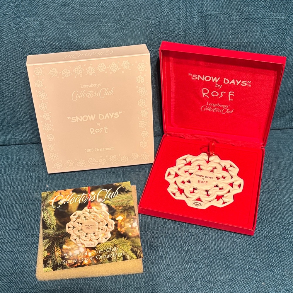 Longaberger 2005 Snowflake ‘Rose’ Ornament